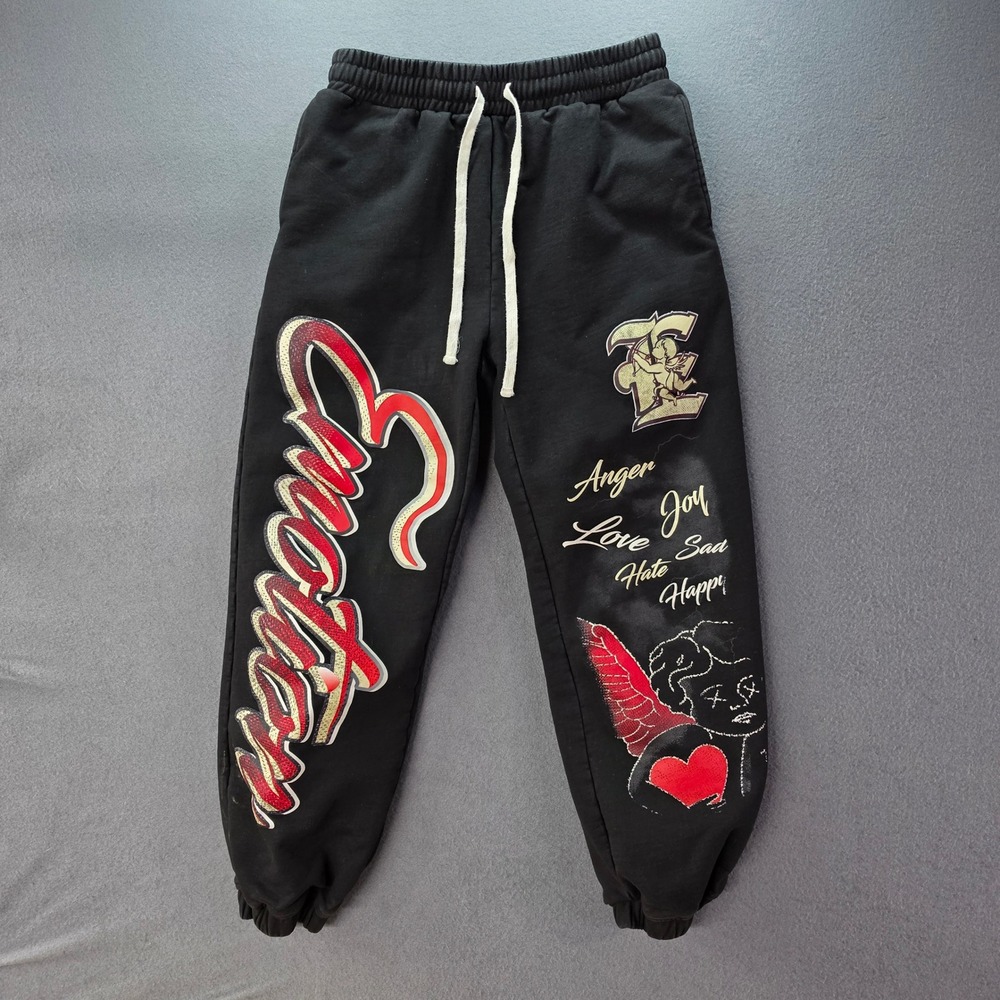 Mixed Emotion Black Graphic Sweatpants Mens XL Cherub Streetwear Joggers